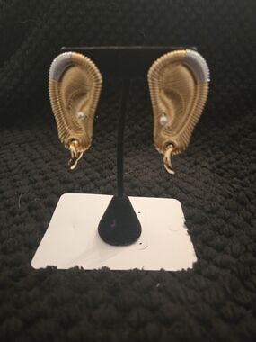 Schiaparelli Inspired Two-Tone Gold and Silver Sculpted Ear-Shaped Drop Earrings